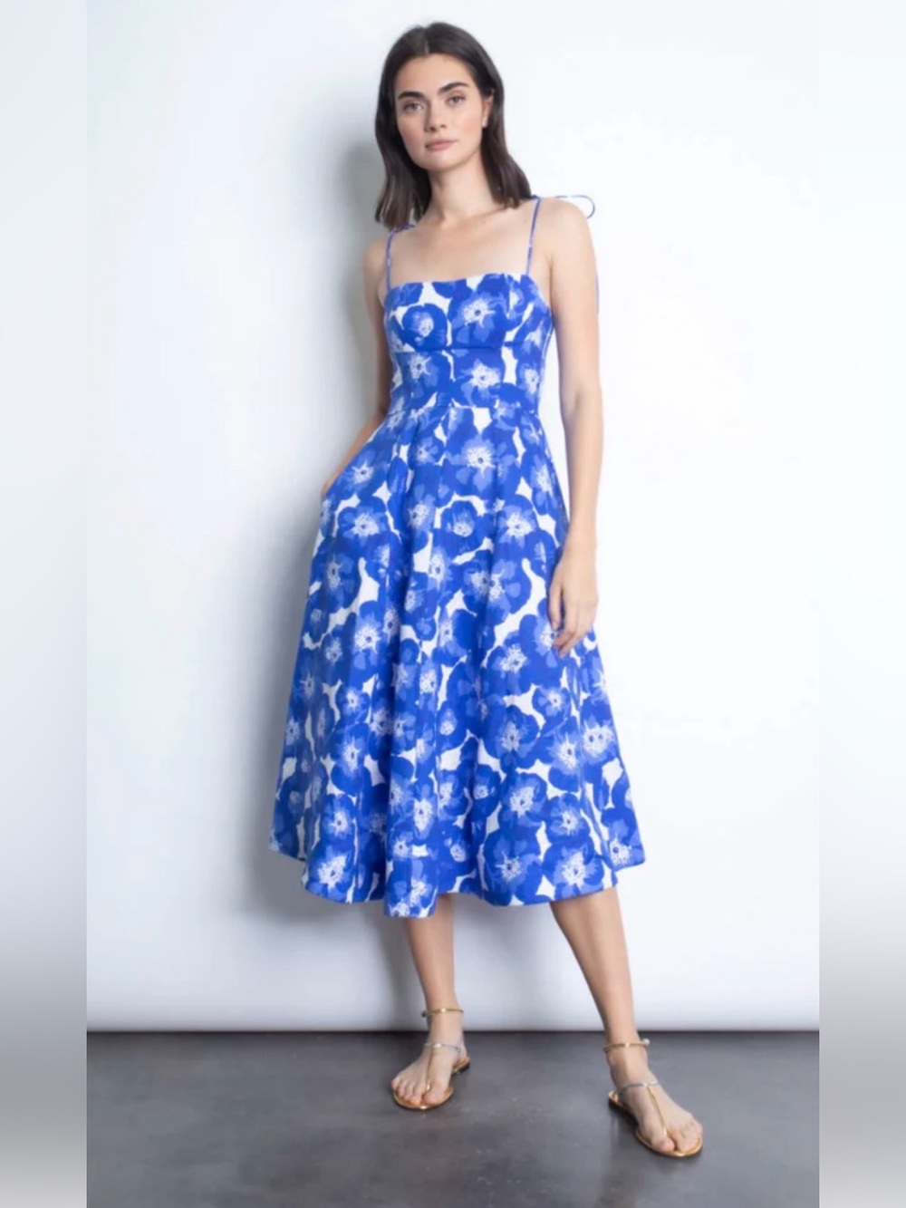 NWT Karina Grimaldi Yadria MIDI Dress Medium Quiet Luxury Resortwear